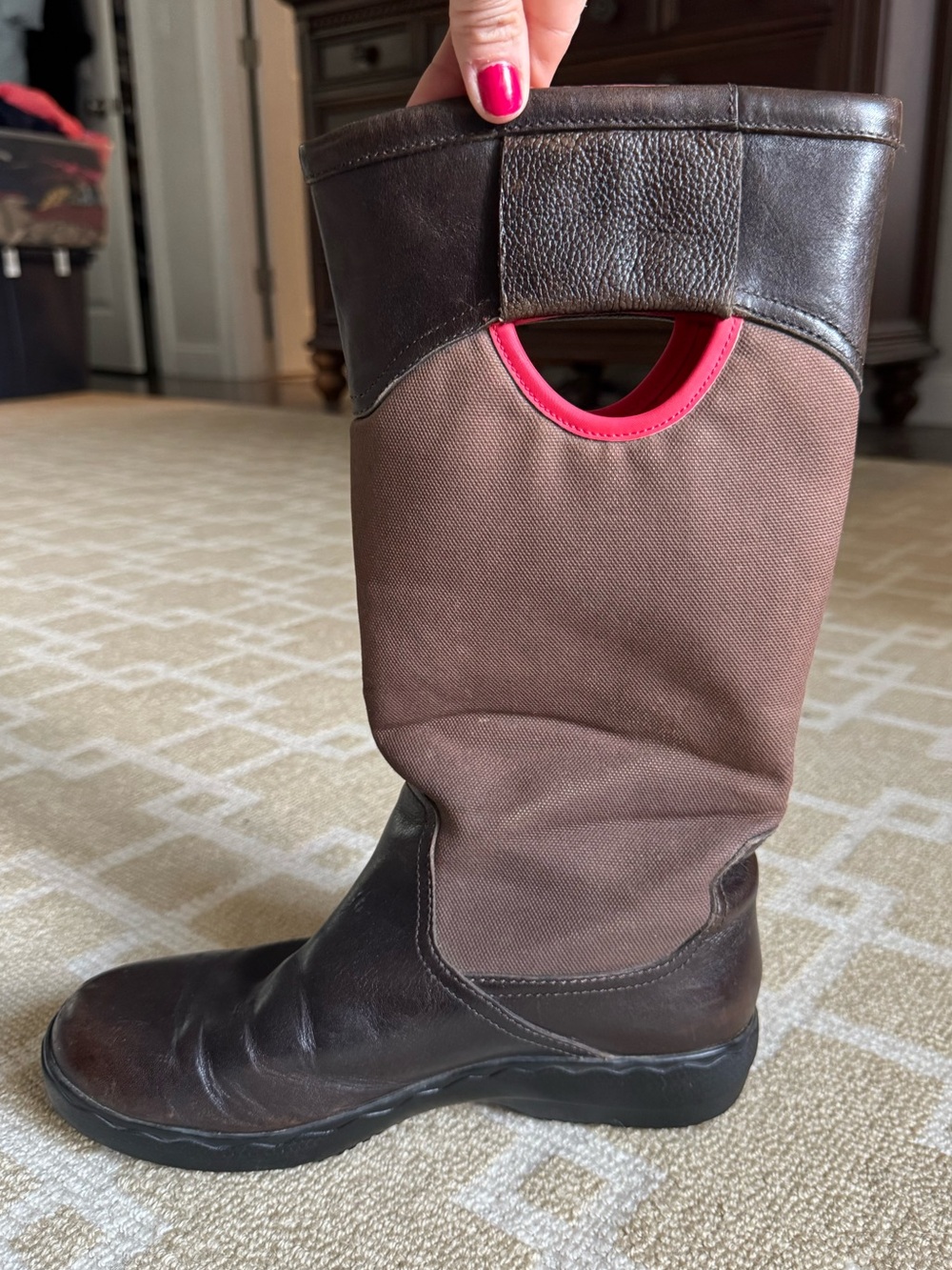 Timberland Earthkeepers Climapath Tall Leather Boots Brown Pink Size 7 - Picture 7 of 14